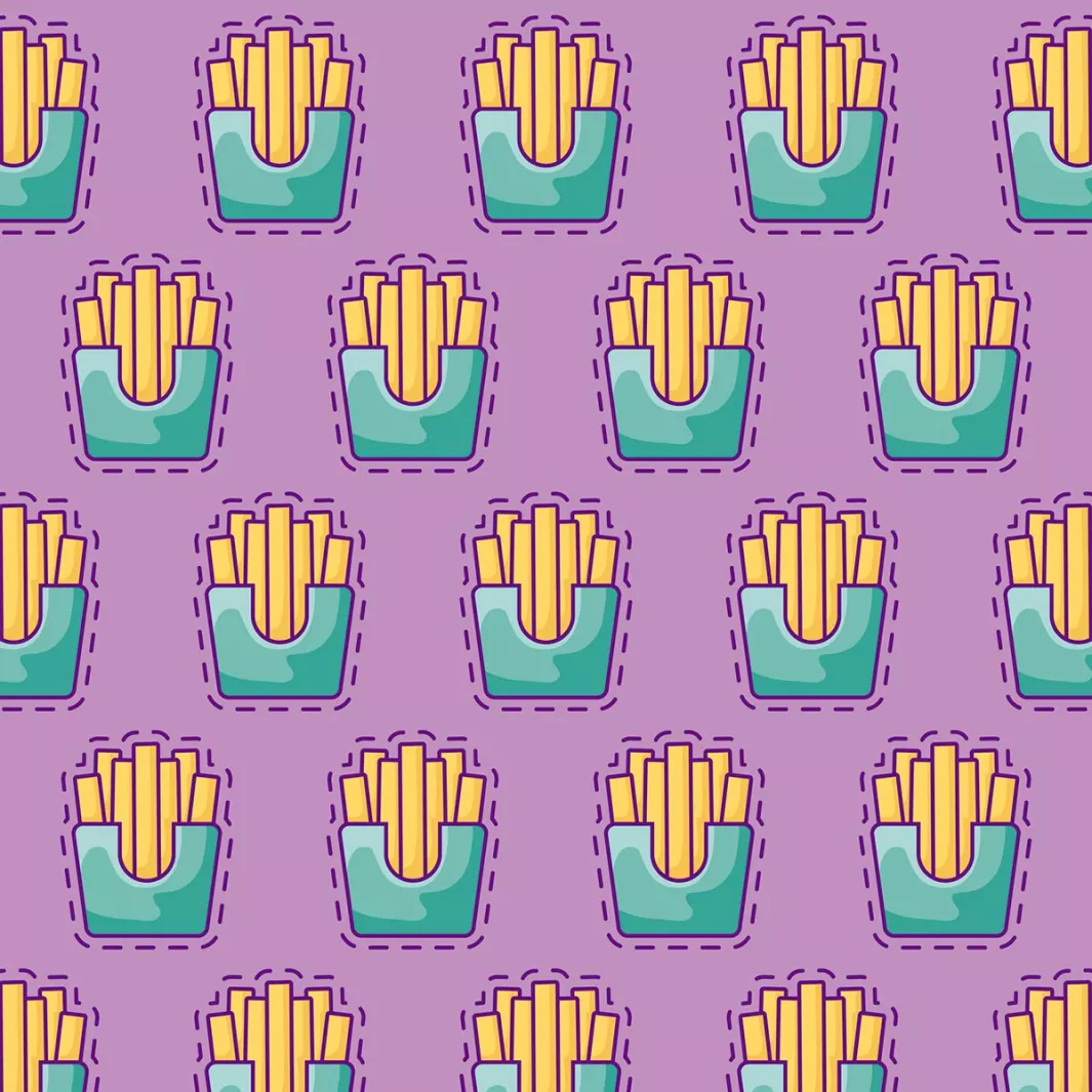 Fries on purple background