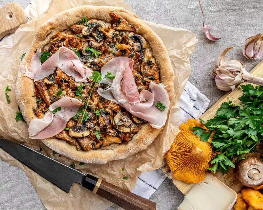 Autumn mushroom pizza
