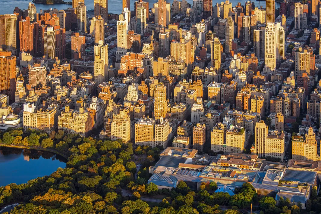 Aerial view of the Upper East Side, New York