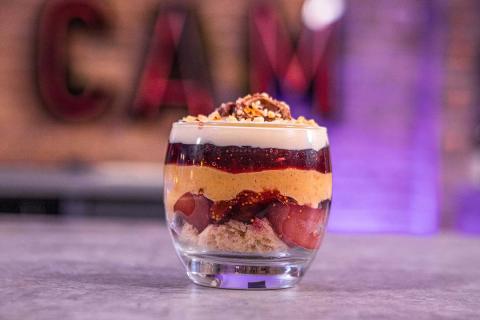 Wine Poached Fruit and Spiced Brioche