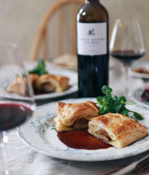 Foie Gras and Dried Fig Pie with Balsamic Sauce