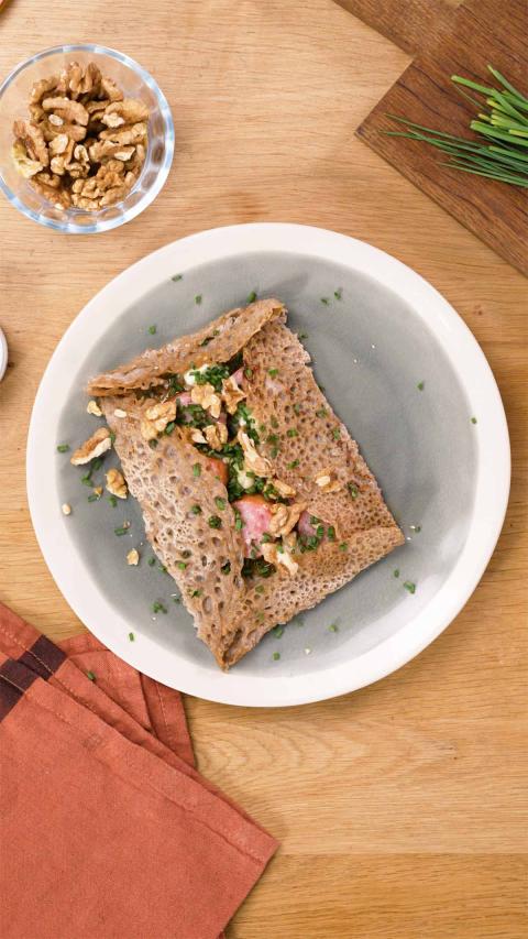 buckwheat galette with montbeliard sausage