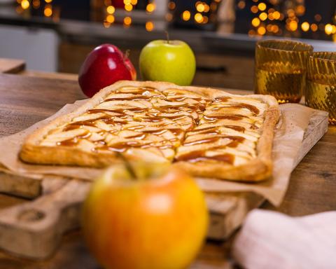 Thin apple and salted butter caramel tart