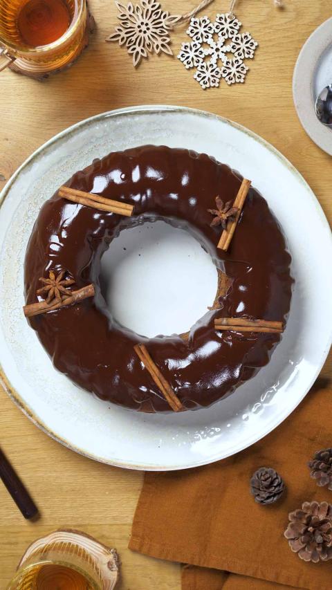 Gingerbread with chocolate icing  
