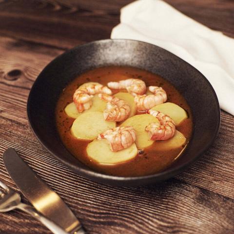 TFM_Mediterranean red prawns with confit potatoes