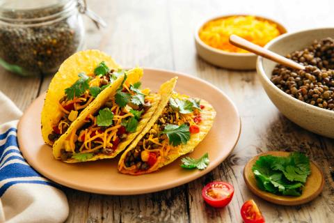 Veggie tacos puy lentils