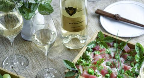 Scattered sushi with fine herbs and seafruits