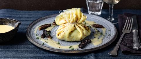 Aumônière mit winterlichem Gemüse, Beurre blanc und Morcheln