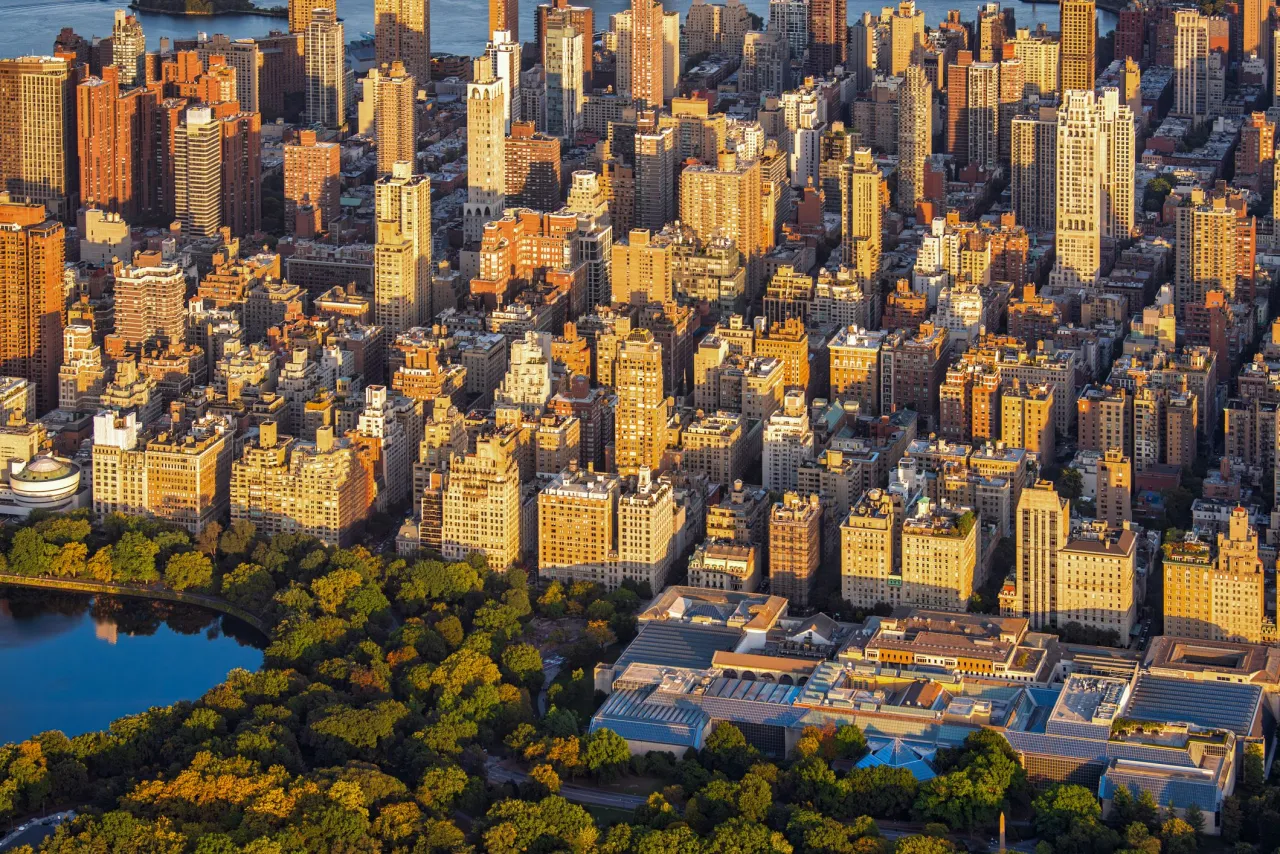 Aerial view of the Upper East Side, New York