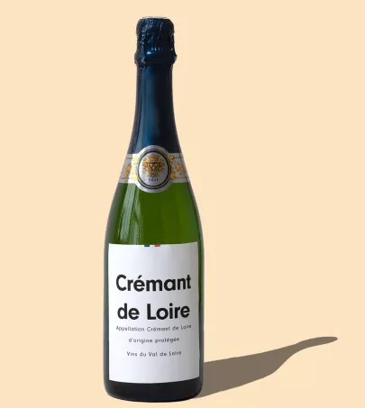 Crémant de Loire on yellow background