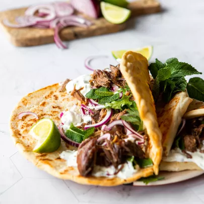 Sisteron lamb wrap with mint sauce