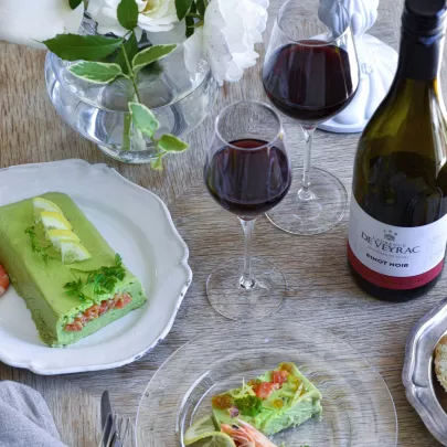 Avocado Salmon Mousse with Tobicco Soy Sauce