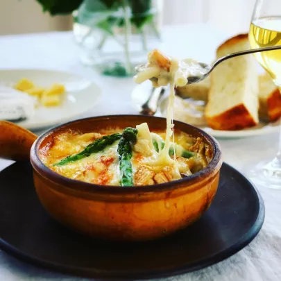 Comte et pont l'eveque cheese gratin