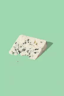 A slice of Roquefort cheese