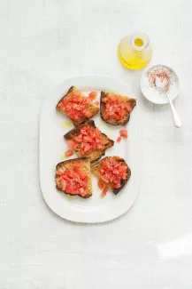 Provence-Style Tapas with Olive Oil and Fresh Tomatoes