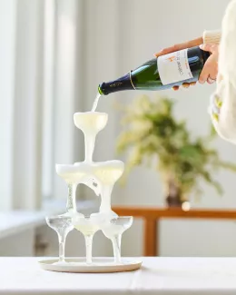 Sparkling wine glasses pyramid