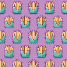 Fries on purple background