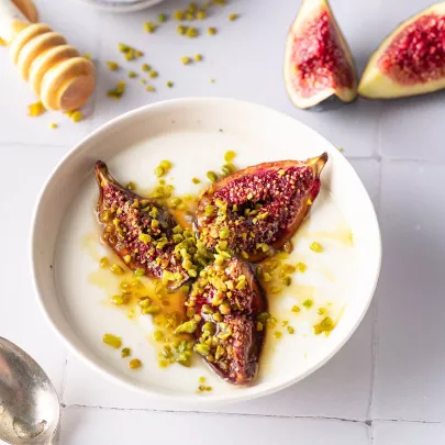 Yogurt and Roasted Figs with Honey and Pistachios